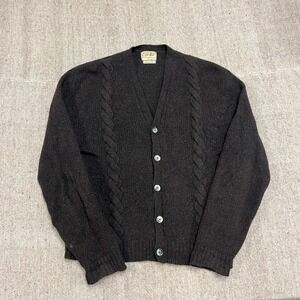 Vintage Cobb Hill Cardigan Mens XL Brown 1960s Wool Cable Knit